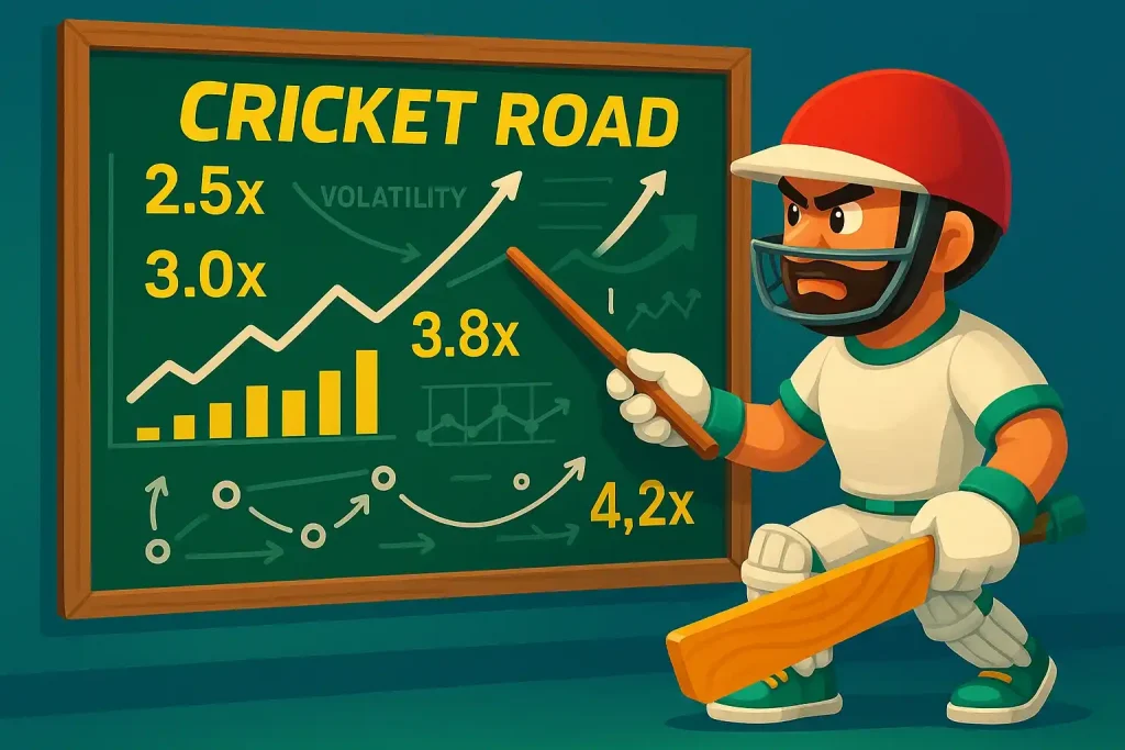Cricket Road strategy board showing multipliers and chart